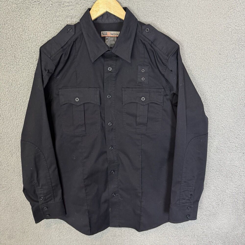5.11 Tactical Shirt Mens L Black Long Sleeve Button Up Polyester Cotton Blend